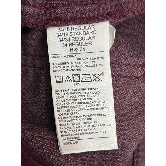 GAP Burgundy Maroon Velvet 70's Flare High Rise Boot Cut Pants Bottoms Size 18R - Picture 8 of 9